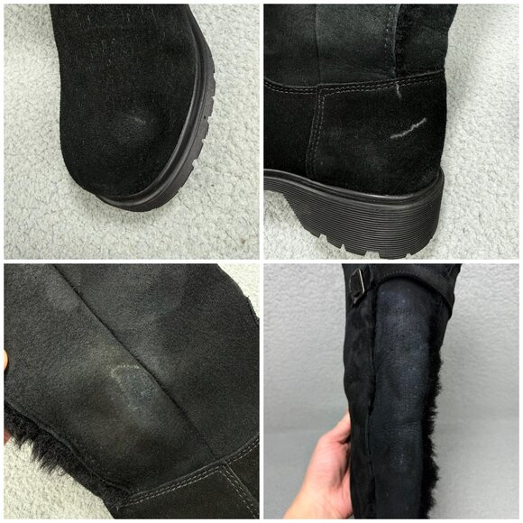 La Canadienne Boots Womens 6.5 Shoes Black Suede Tall Knee High Calf Shearling - Picture 11 of 12